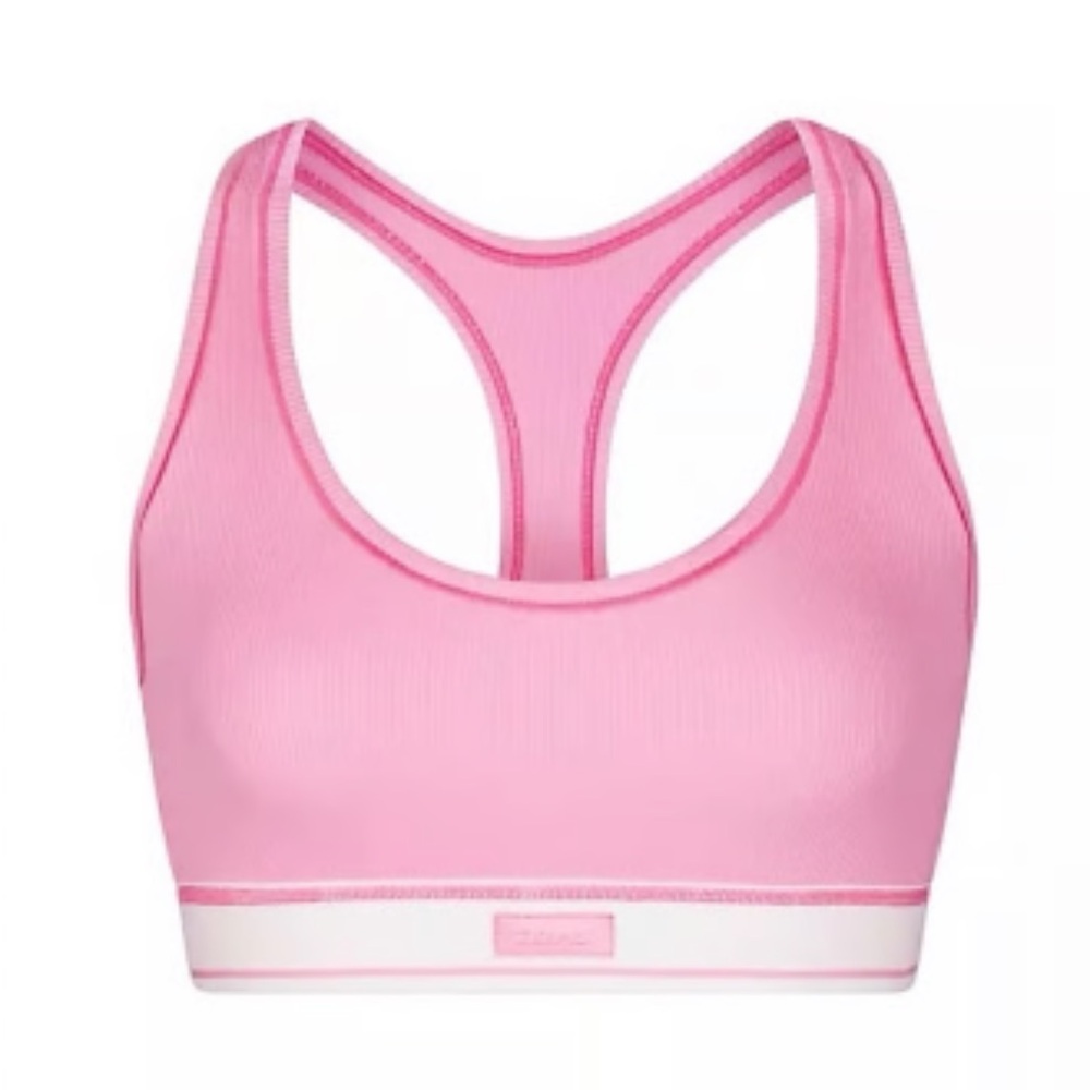 Skims Cotton Rib Scoop Bralette- Limited Edition Bubblegum Pink